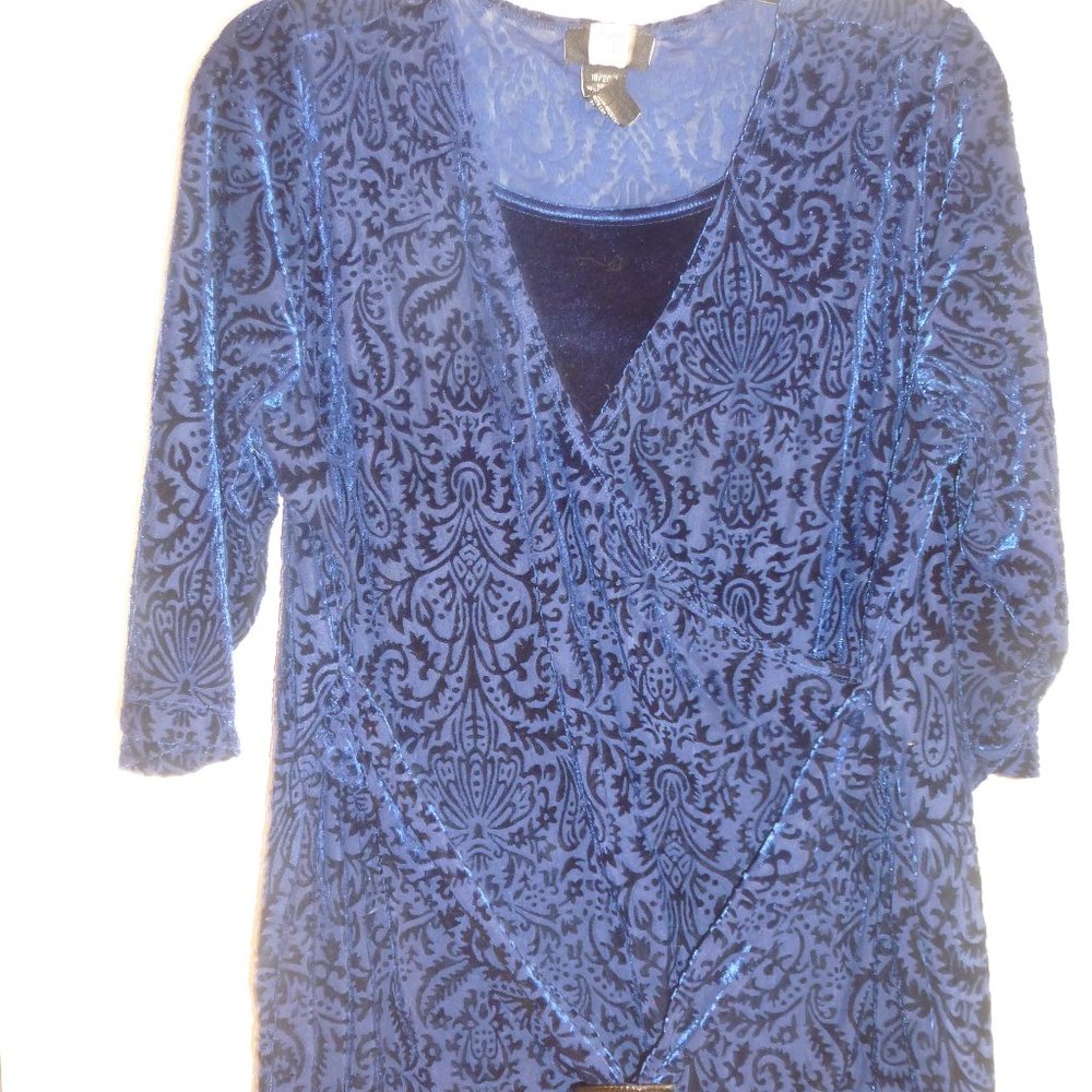Studio 1940 Black Velvet Top Attached to Sparkle Jacket Womens Size 18/20W